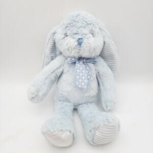 Burton & Burton Light Blue Bunny Rabbit Plush Lovey 12" Sewn Eyes Striped Feet